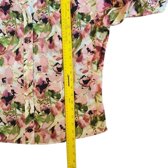 Romantic BohoChic Brushstroke Floral Print Blouse - Anne Klein- Size L‎ - Picture 8 of 12